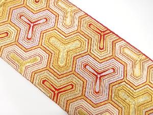 アンティーク 毘沙門亀甲模様織出し袋帯(着用可)